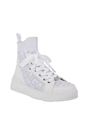 GUESS Manney Knit Logo High-Top Women's Sneakers White Multicolor | UK5930PDK