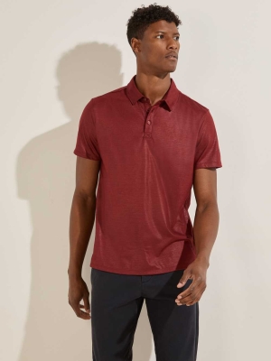 GUESS Mason Shine Men's Polo Shirts Burgundy | UK5794JIE