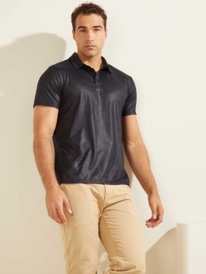 GUESS Mason Shine Men's Polo Shirts Dark Blue | UK5921YXC