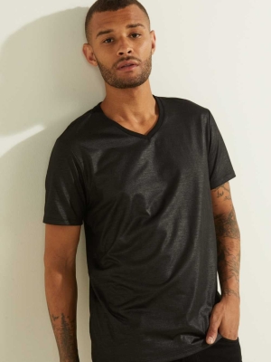 GUESS Mason Yoke V-Neck Men's T-Shirts Black | UK4593SLH