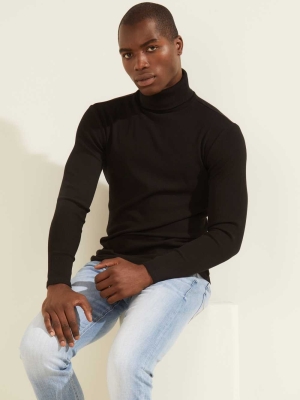 GUESS Mateo Turtleneck Men's T-Shirts Black | UK3486BAY