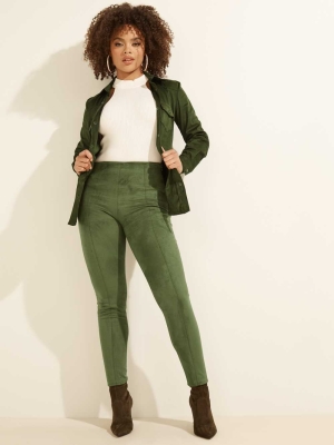 GUESS Maya Faux-Suede Women's Leggings Green | UK8403PUJ