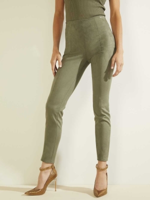 GUESS Maya Faux-Suede Women's Leggings Green | UK8506VNM