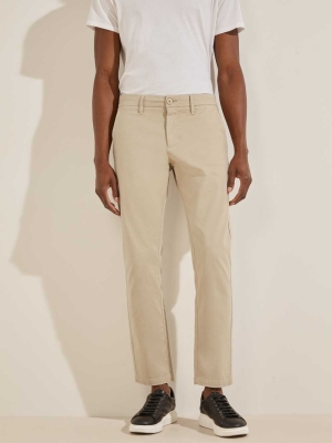 GUESS Myron Twill Skinny Men's Pants Beige | UK7683ELZ