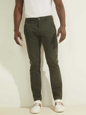 GUESS Myron Twill Skinny Men's Pants Green | UK7539IMP