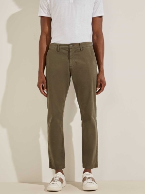 GUESS Myron Twill Skinny Men's Pants Olive | UK1867ANQ