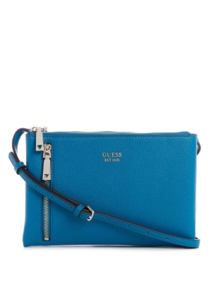 GUESS Naya Double-Zip Women's Crossbodies Navy | UK3590CHQ