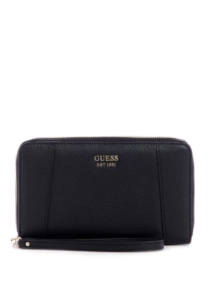 GUESS Naya Double Zip Wristlet Women's Wallets Black | UK3476QER