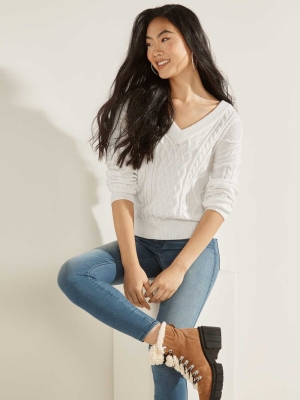 GUESS Noemi Cable Knit Women's Sweaters Cream White | UK6724OPY