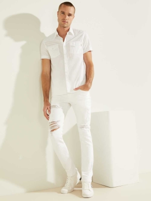 GUESS Nottingham Western Men's Shirts White | UK5941UVI