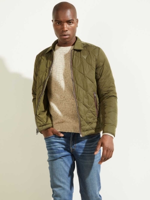 GUESS Nylon Coach Men's Jackets Olive | UK9084KFY