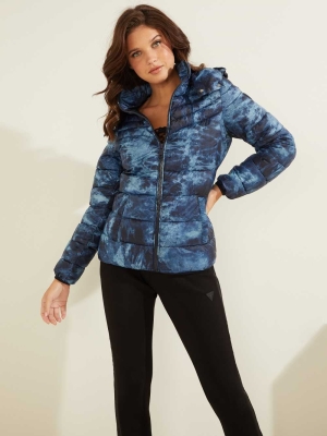 GUESS OTTAVIA PUFFER Women's Jackets Blue | UK5723DVL