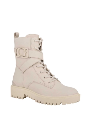 GUESS Orana Combat Women's Booties White | UK7045KJQ