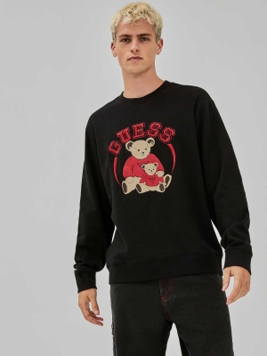 GUESS Originals Bear Crewneck Men's Sweatshirt Black | UK8510NGO