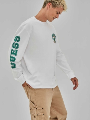 GUESS Originals Bear Long-Sleeve Men's T-Shirts White | UK0796PVT