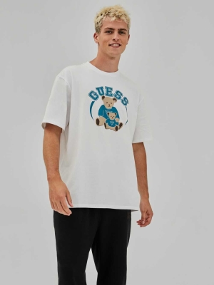 GUESS Originals Bear Men's T-Shirts White | UK1502LDJ