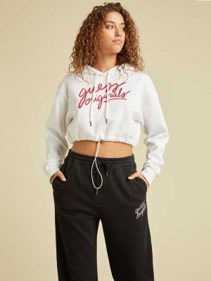 GUESS Originals Cropped Women's Hoodies White | UK5402BQW