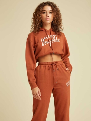 GUESS Originals Cropped Women's Hoodies Red | UK7402JYD