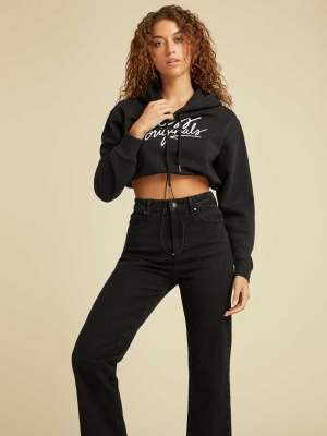 GUESS Originals Cropped Women's Hoodies Black | UK9230FML