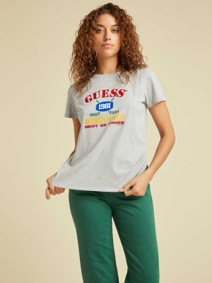 GUESS Originals Easy Logo Women's T-Shirts Light Grey | UK7259DBP