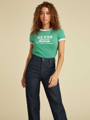 GUESS Originals Heather Ringer Women's T-Shirts Green | UK8795FAT