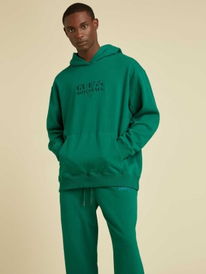 GUESS Originals Kit Logo Men's Hoodies Green | UK0917EXC