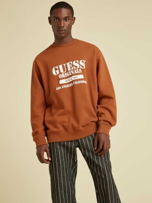 GUESS Originals Logo Crewneck Men's Sweatshirt Red | UK7849SVE