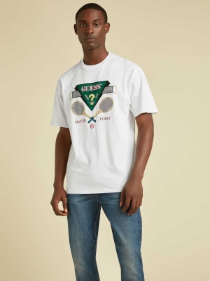 GUESS Originals Logo Men's T-Shirts White | UK2358AWT