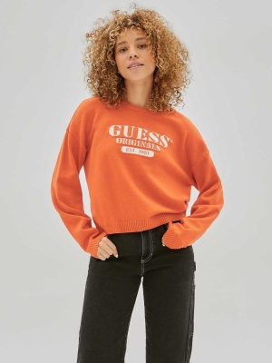 GUESS Originals Logo Women's Sweaters Orange | UK3071KFV