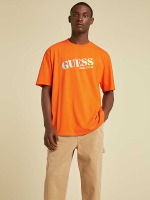 GUESS Originals Ombre Logo Men's T-Shirts Orange | UK0529ZPT