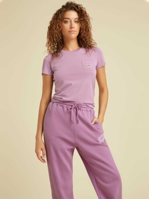 GUESS Originals Pocket Baby Women's T-Shirts Purple | UK0216ASD