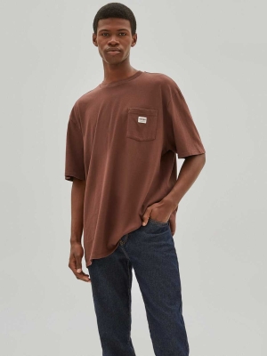 GUESS Originals Pocket Men's T-Shirts Chocolate | UK5239SJM