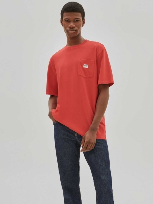 GUESS Originals Pocket Men's T-Shirts Red | UK2403YEX