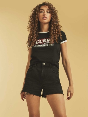 GUESS Originals Ringer Women's T-Shirts Black Multicolor | UK9836AIC