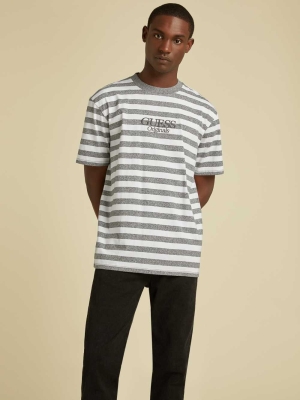 GUESS Originals Striped Men's T-Shirts Dark Grey | UK4317HWQ