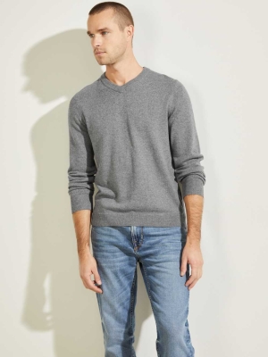 GUESS Owen V-Neck Men's Sweaters Grey | UK0976LDV