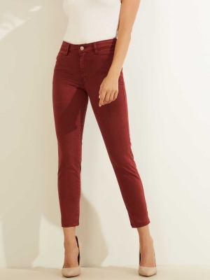 GUESS Pastel Sexy Curve Skinny Women's Jeans Burgundy | UK4851LIE