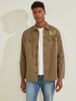 GUESS Patch Men's Jackets Brown | UK6082SBC