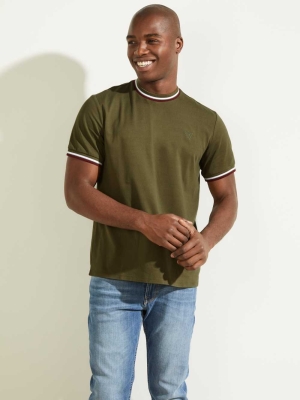 GUESS Paul Ringer Men's T-Shirts Olive | UK6415WUE