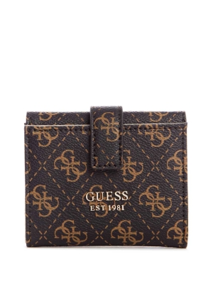 GUESS Picnic Petite Trifold Women's Wallets Brown | UK6412RPZ