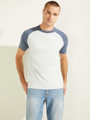 GUESS Playa Raglan Men's T-Shirts Blue | UK9528ZVQ