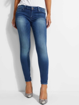 GUESS Power Skinny Women's Jeans Indigo Wash | UK1362TOQ