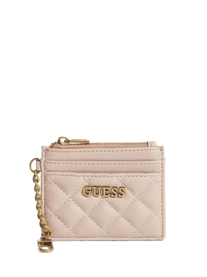 GUESS Quilted Card Holder Women's Wallets Brown | UK6051BNK