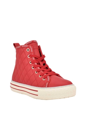 GUESS Quilted High-Top Women's Sneakers Red Multicolor | UK2950XOH