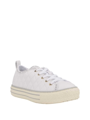 GUESS Quilted Low-Top Women's Sneakers White Multicolor | UK2856WCK