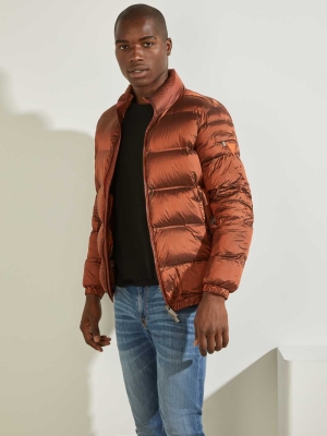 GUESS Quilted Puffer Men's Jackets Burgundy | UK3846FNI