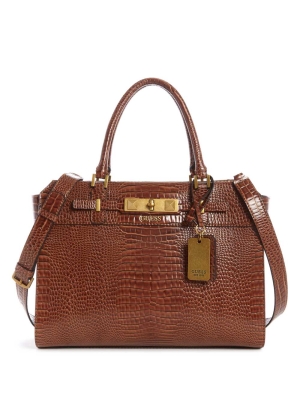 GUESS Raffie Carryall Women's Crossbodies Brown | UK1235PDK