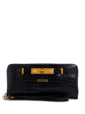 GUESS Raffie Zip-Around Women's Crossbodies Black | UK1409USO