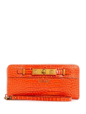 GUESS Raffie Zip-Around Women's Crossbodies Orange | UK2573UFM