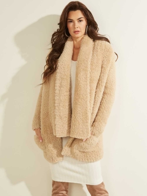 GUESS Rebecca Faux-Fur Women's Jackets Beige | UK0984DIP